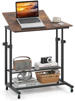 Mobile Standing Desk Adjustable Computer Desk w/Tilting Desktop