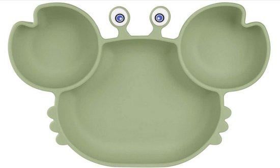 Groene siliconen babytafel zonder BPA met bevestigingsclips