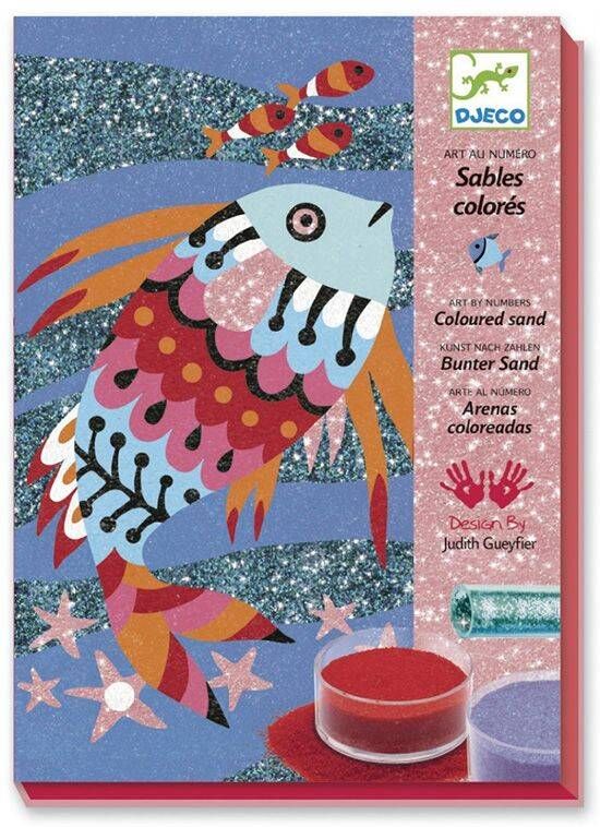 Sables colorés avec paillettes poissons Art au numéro - Djeco