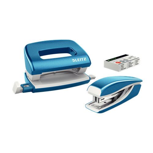 LEITZ Locher und Heftgeräte Set NeXXt WOW blau-metallic