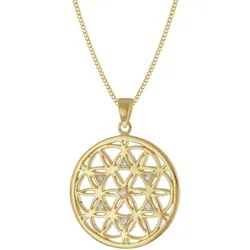 trendor 15946 Damen-Halskette Mandala 925 Silber Vergoldet, 45 cm