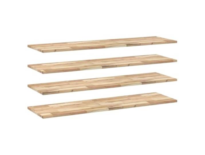 LKJephalotrop Schweberegal 4er Set 120x40 cm Akazie Massivholz Vielseitiges Wandboard Set aus naturbelassenem Holz für Wohnzimmer Schlafzimmer oder Küche zur individuellen Gestaltung.