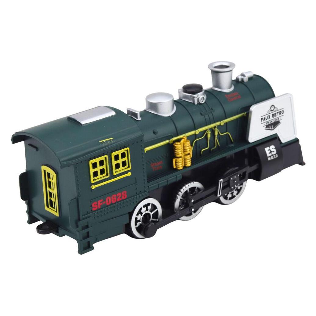 Lean Toys Klassische Lokomotive Hindernissensor Rauchlichter Geräusche Grün (67992740)
