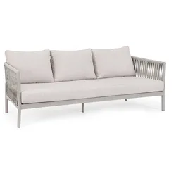 Gartensofa Florencia Aluminium und Olefin, modern, sand, inklusive Kissen, für 3 Personen