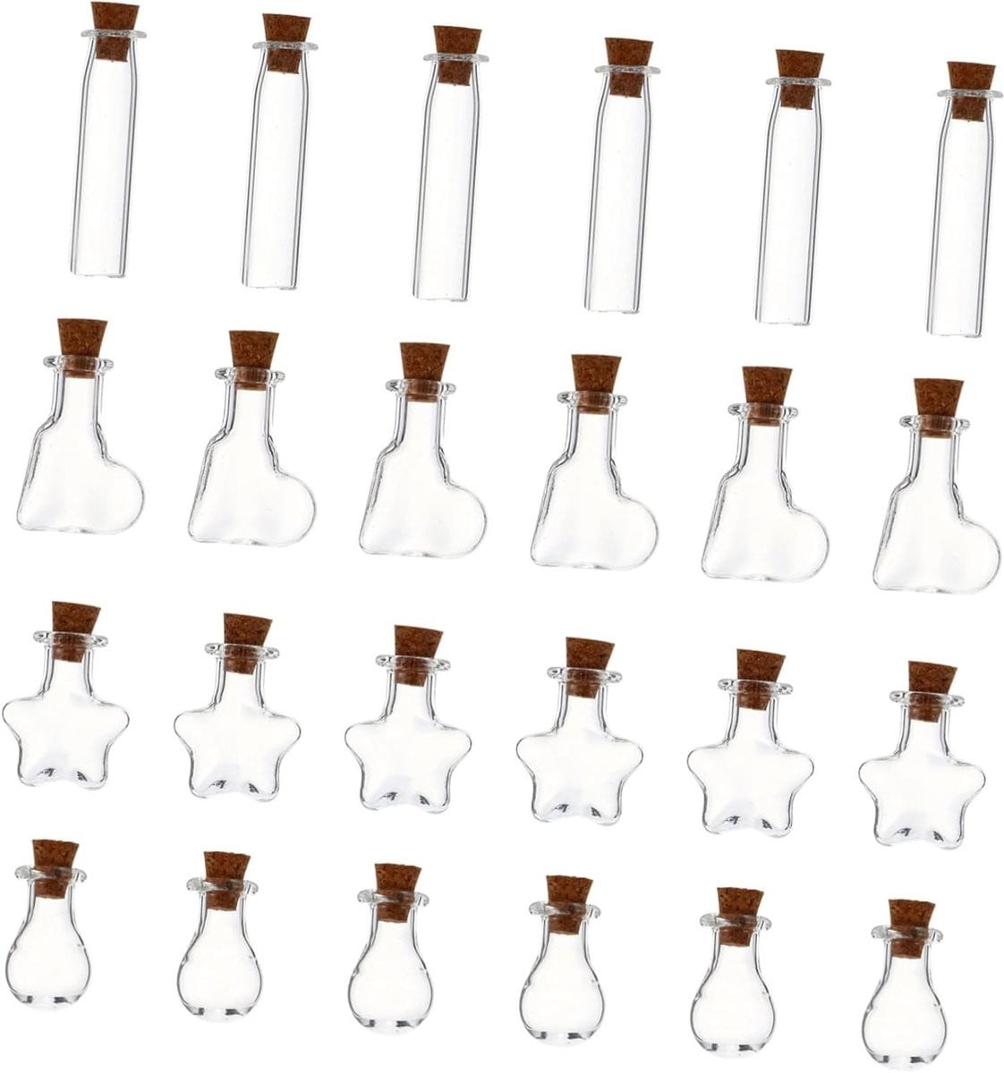 Mini Glazen Potjes met Kurk - Transparant - 10 ml per stuk