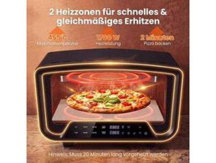 Cuisson Rapide en 2 Min Four à Pizza Électrique Intérieur 1700W 8 Programmes Écran Tactile pour Pizza 30 cm