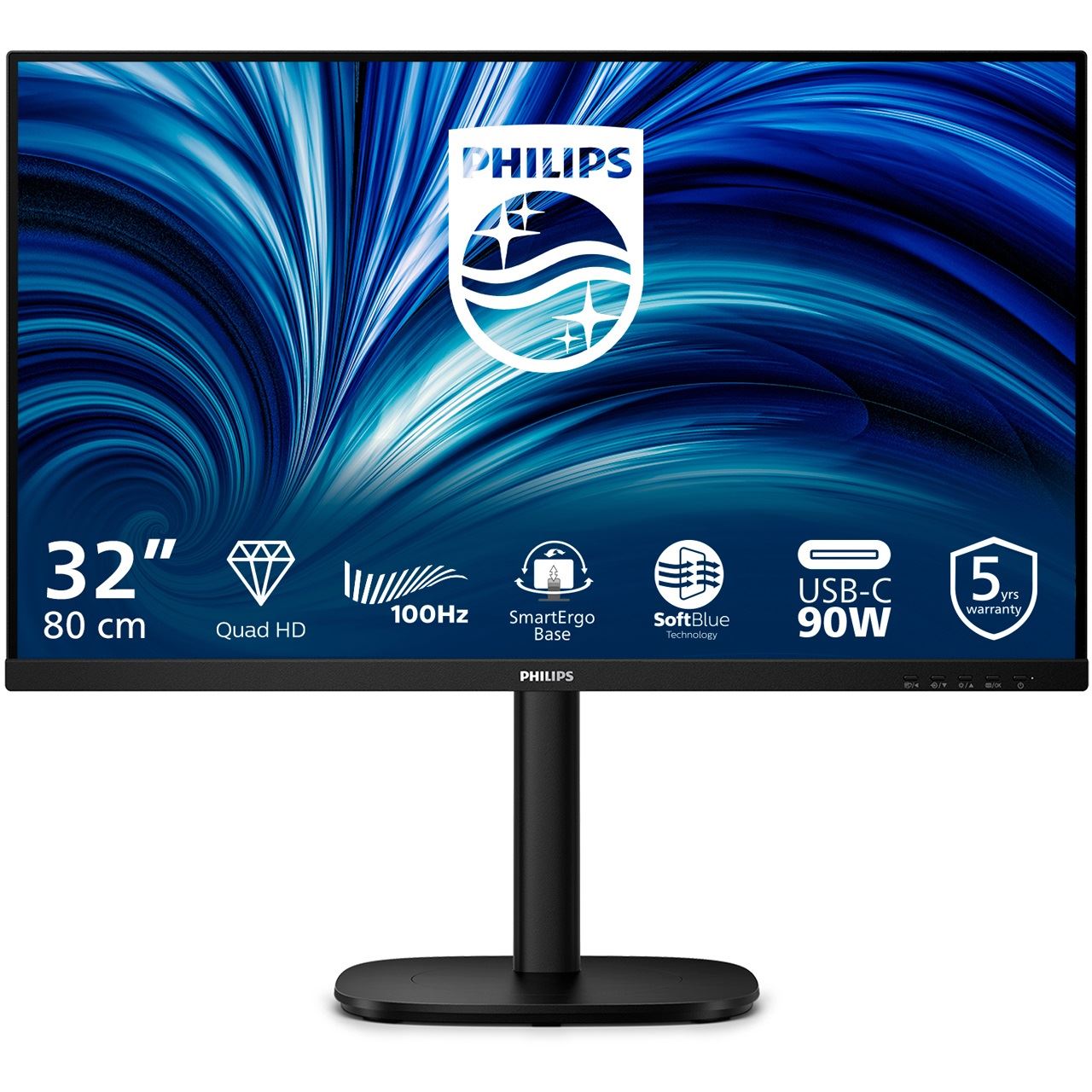 31,5" (80,01cm) Philips 32B2U3601 schwarz 2560x1440 1xDisplayPort 1.4 / 1xHDMI 2.0 / 1x USB-C mit Displayport