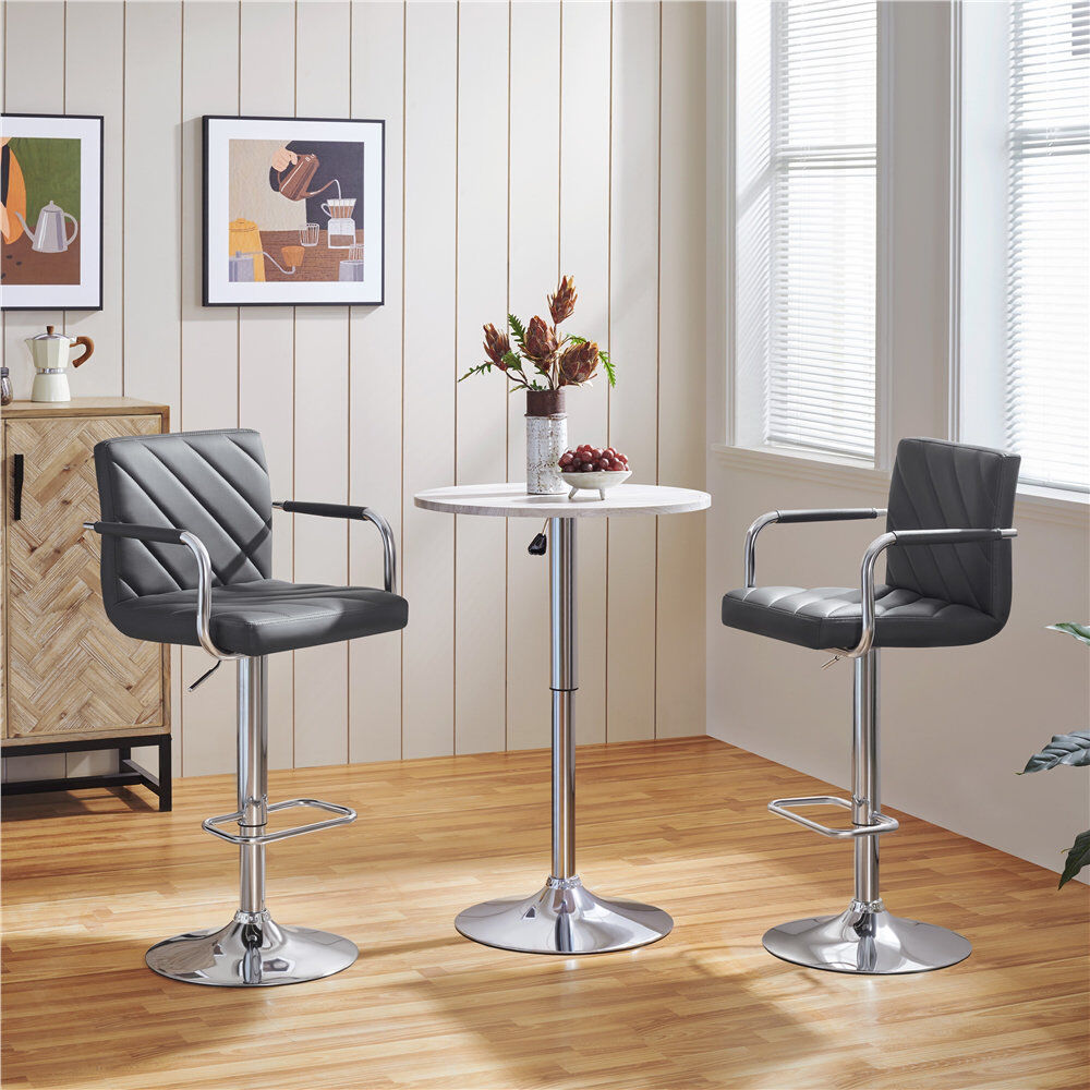 Yaheetech Height Adjustable Swivel Bar Stool Dark Grey 52cm W X 48cm D