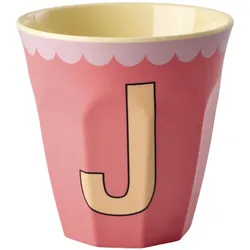 RICE Melamin Buchstabenbecher Vintage Medium, J Lachs