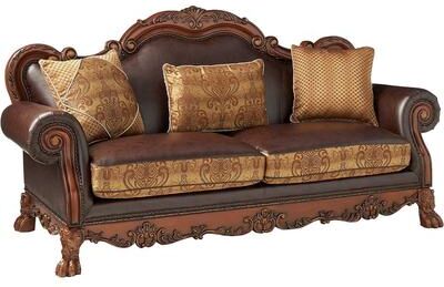 CDecor Adison Brown And Cherry Oak Sofa with 3 Pillows