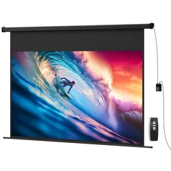 Helloshop26 - Elektrische Motor-Beamerleinwand Wand- oder Deckenmontage 228 x 146 cm abdunkelnd mit Fernbedienung zeitloses Design 21_0000010