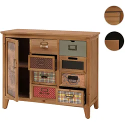 Apothekerkommode HWC-O63, Schrank Schubladen Etikettenhalter Vintage Shabby Muster, Holz 80x91x40cm ~ Korpus Natur