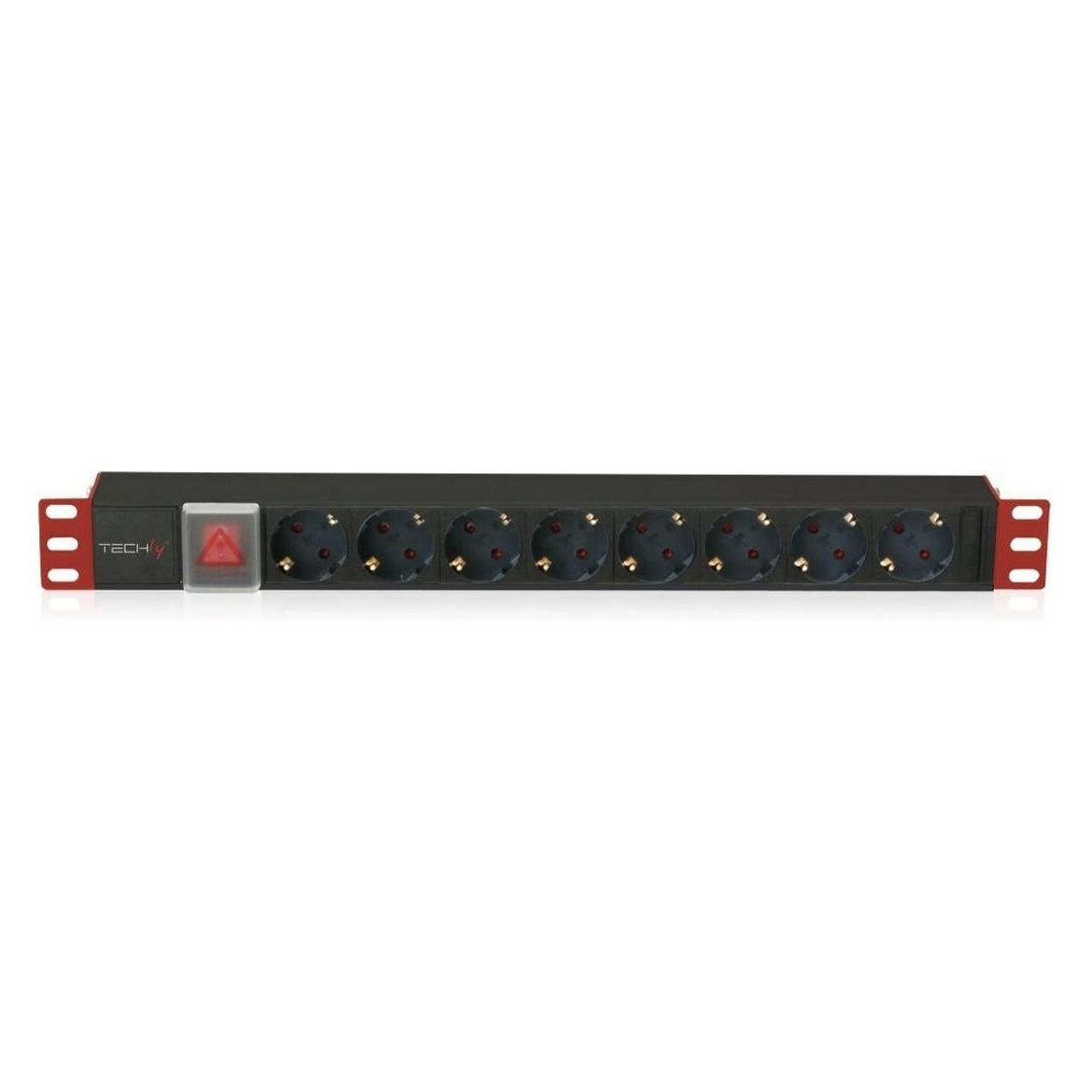 Techly I-CASE STRIP-81UD Stromverteilereinheit (PDU) 8 AC-Ausgänge 1U Aluminium (I-CASE STRIP-81UD)