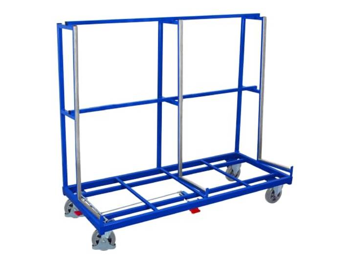 Plattenwagen einseitig RAL5010 Enzianblau Rohrbügel Plattenkarre Plattenregal