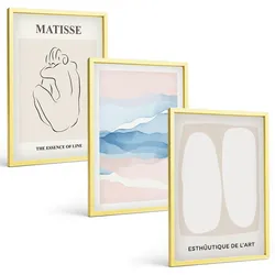 BILDER SET 3er Set - 40x60 cm Goldrahmen - Matisses abstrakte Formen