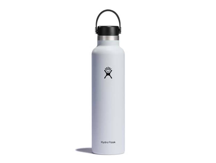 Hydro Flask - Water Bottle 709 ml (24 oz) - Vacuum Insulated Stainless Steel Water Bottle with Leak Proof Flex Cap and Powder Coat - Standard Mouth - White