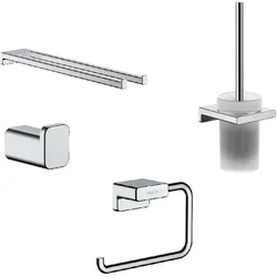 hansgrohe AddStoris Bad Accessoires Set chrom, Handtuchhalter, Haken, Bürstengarnitur, Papierhalter