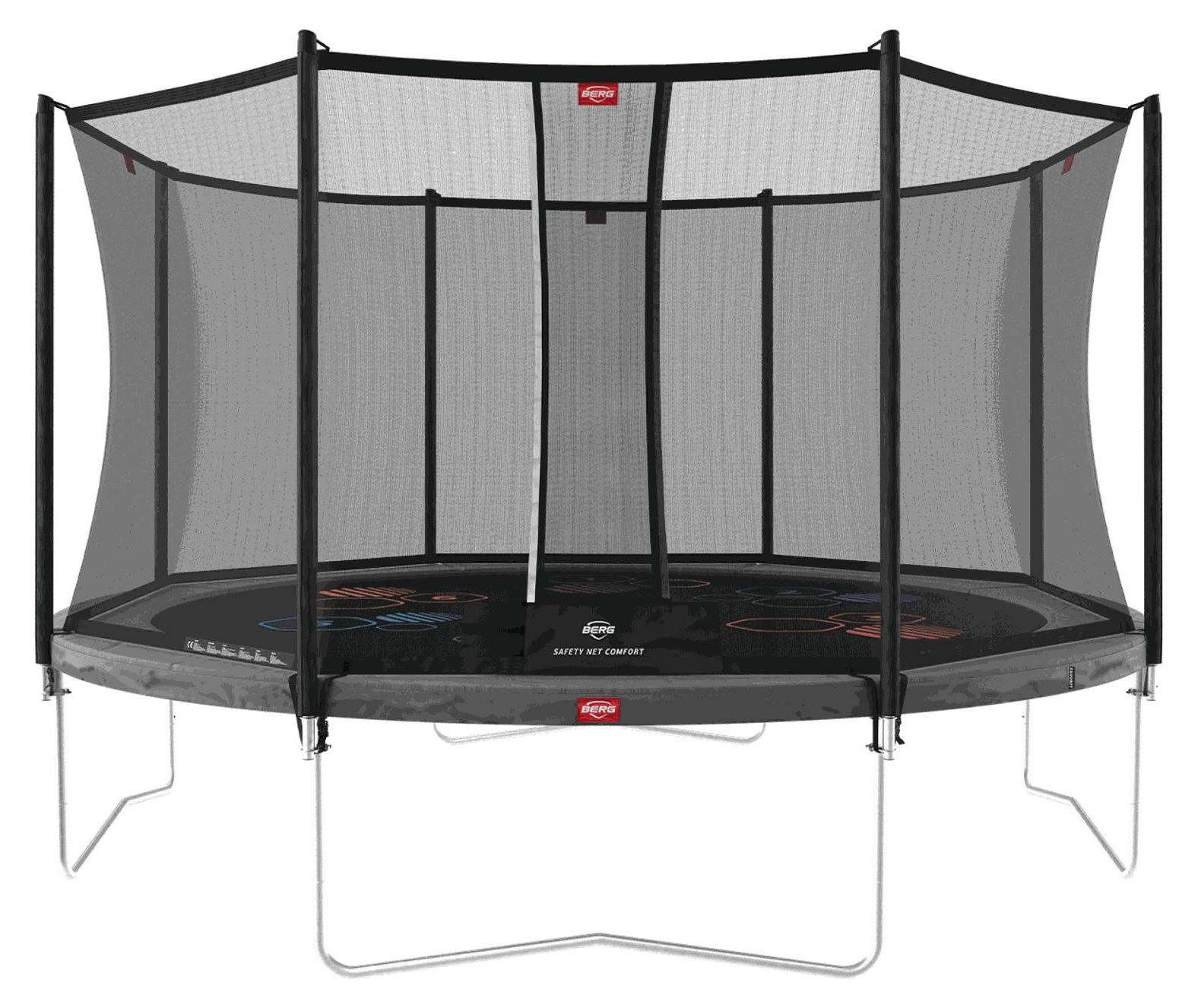 BERG Trampolin Favorit Regular 430 + Sicherheitsnetz Comfort Grau Levels