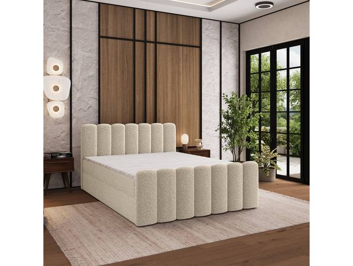 Masseno Boxspringbett CELLA mit Bettkästen 180x200 cm - Creme, QUELLE 02