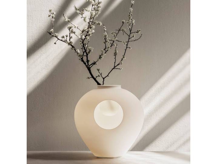 Design tafellamp Madre, dimbaar, wit / opaal, Woon-/ Eetkamer, Glas, Design, tafellamp