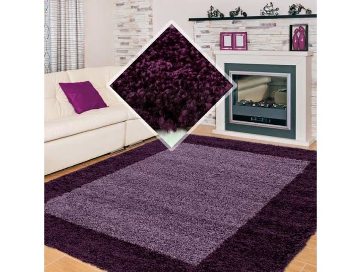 Tapis poil long Shaggy - CARPETTEX - Violet - 300 x 400 cm - 100 % Polypropylène - Entretien facile