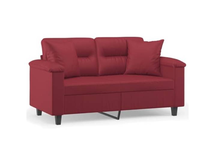 VIHHQGC 2-Sitzer-Sofa Kunstleder Weinrot 120 cm Mit Metallgestell, 2 Zierkissen, PP-Baumwoll-Füllung, Schmutzabweisend, Pflegeleicht