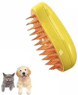 Inspired Finds SteamMist 3 in 1 Pet Grooming Brush With Spray, Massage & Deshedding Comb yellow