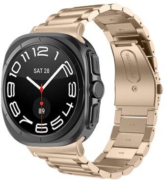 Everyday Crate Samsung Galaxy Watch Ultra 47mm Ultra 2025 Stainless Steel Watch Band Three Bead Metal Replacement Strap vintage Gold