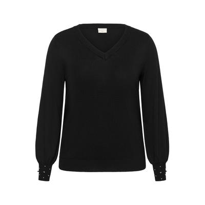 Strickpullover KAFFE CURVE "KAFFE Curve Strickpullover KClizzy", Damen, Gr. XL, schwarz (schwarz deep), Pullover Strickpullover