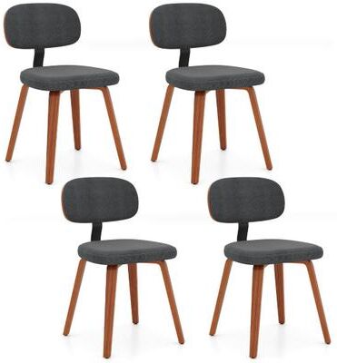 Costway Chenille Fabric Upholstered Wooden Kitchen Chairs Set of 4-Dark Gray