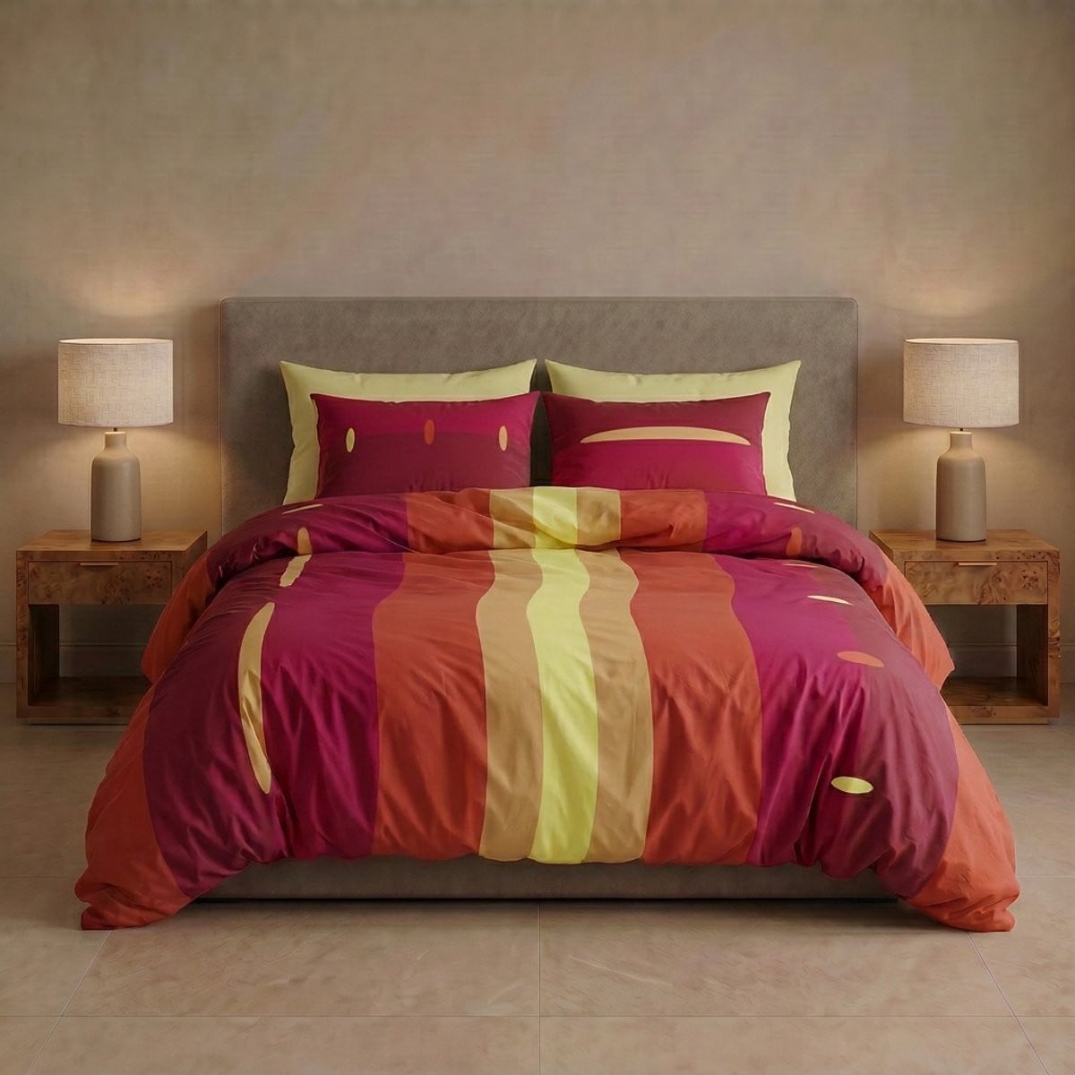 Dekbedovertrek Oval Stripe Rood 140x200 cm