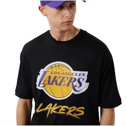 New Era, Herren, Sportshirt, NBA Mesh Los Angeles Lakers T-Shirt Herren (L), Schwarz