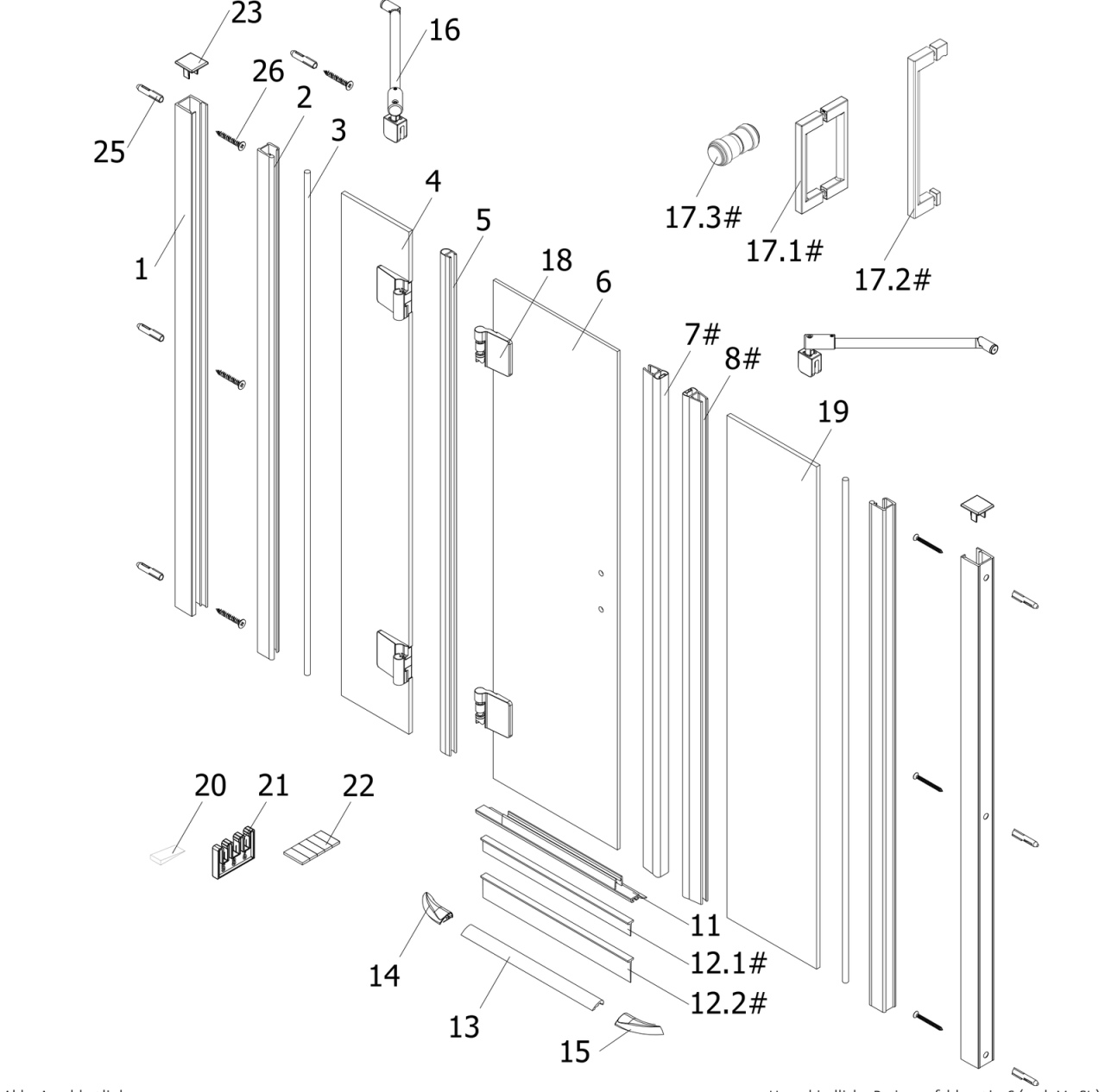HSK Duschkabinenbau KG HSK Ersatzteile Scharnier 270°, rechts (inklusive Pos. 18.6), E100290-R-37-0-2 E100290-R-37-0-2