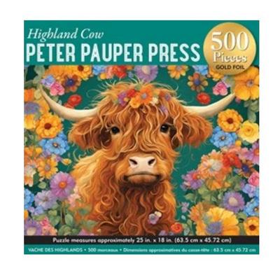 Highland Cow 500-Piece Jigsaw Puzzle (Gold Foil Highlights)