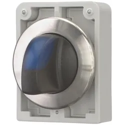 Eaton 188192 Leuchtwahltaste, RMQ-Titan, mit Knebelgriff, tastend, 3 Stellungen, blau, Frontring Edelstahl M30I-FWLK3-B