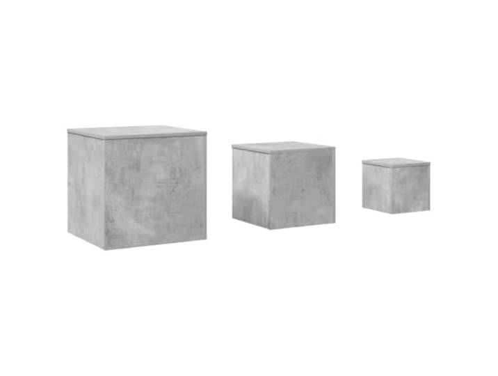 POUFGDR Beistelltische, 3 Stück, Betongrau, Holz Langlebiges Holz, leicht zu reinigen, verschiedene Größen, Wohnzimmer, Schlafzimmer, Sofa-Ende, Pflanzenhalter
