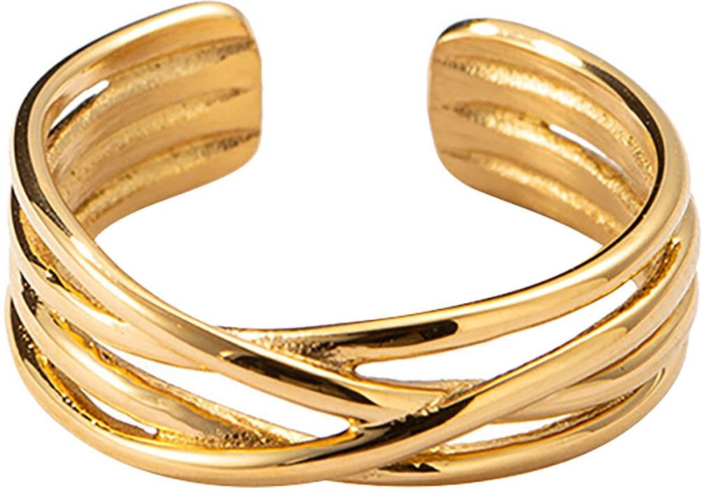 Ring-Set FIRETTI "Multipack Schmuck Geschenk Damenring verschlungen", gold (gelbgoldfarben), Fingerringe, Damen, 7,3 g, Edelstahl, Made in Germany