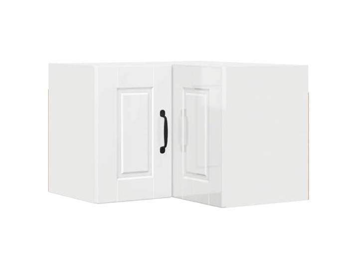Leasha Eckschrank für Küche, Wandschrank, Küchenoberteil, Portweiss, glänzend, 57 x 57 x 40 cm