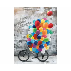 La Casa »Fahrrad mit Luftballons« Ölbild handbemalt 90x120 cm