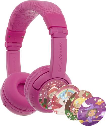 Onanoff BuddyPhones On Ear Headset Bluetooth, kabelgebunden Pink Lautstärkebegrenzung, Faltbar, Headset Kinder