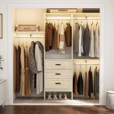 Rackcog 5FT Closet System with 3 Fabric Drawers, DIY Closet Organizer with Adjustable Hanging Rods