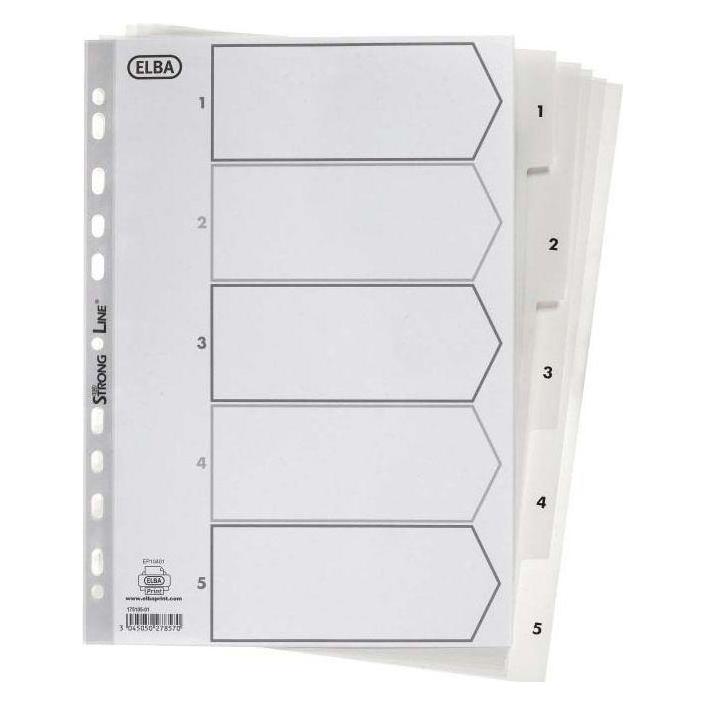 Elba STRONG-LINE REGISTER PP A4 HVID 1-5, HVID (100204803)