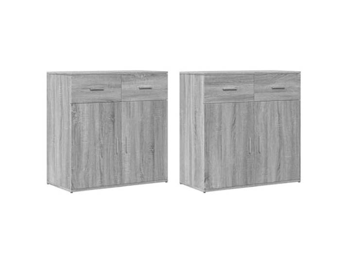 HGFDVCMR Sideboard 2er Set Grau Sonoma 79x38x80 cm Holzwerkstoff Vielseitiger Beistellschrank für Wohnzimmer und Flur mit reichlich Stauraum für Dokumente und Bücher.