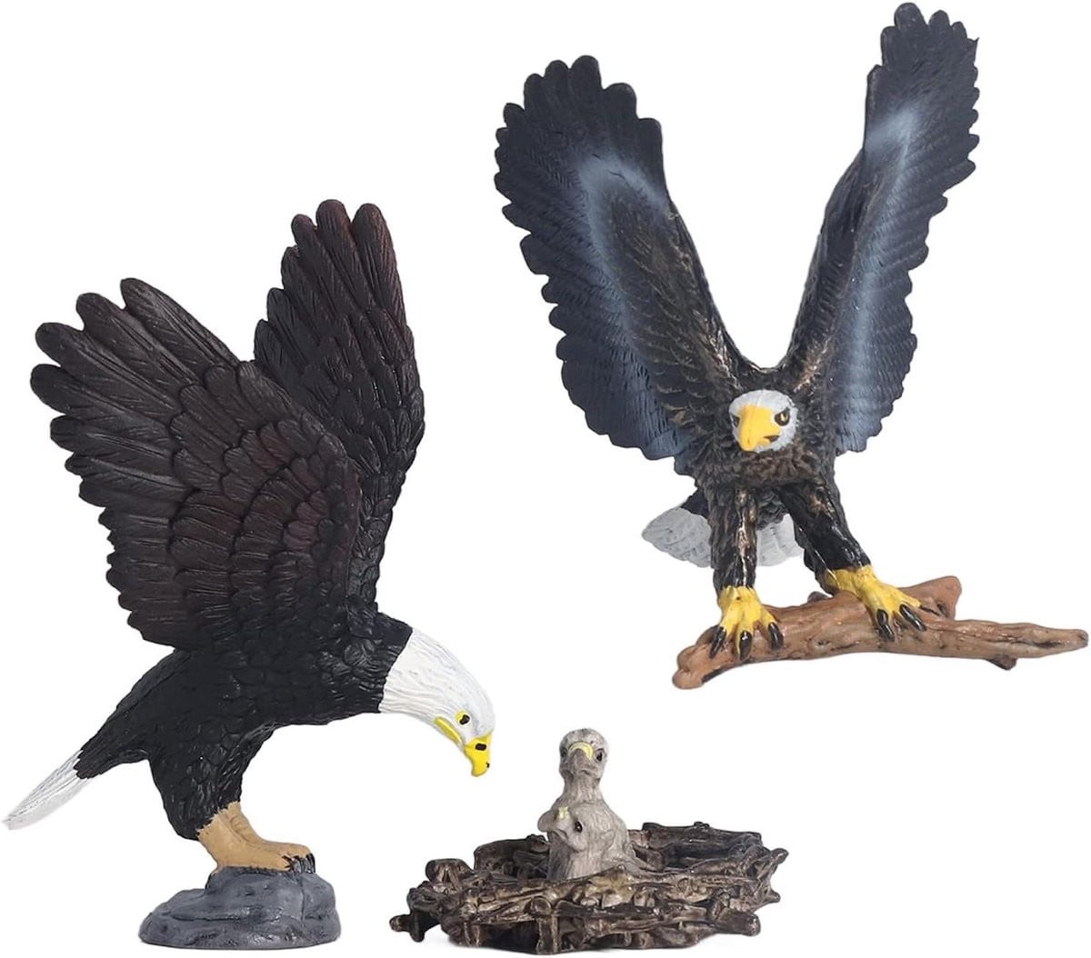 Adelaar Beeldje - Levensecht Vogel Speelgoed voor Kinderen - 16 x 15 x 5 cm
