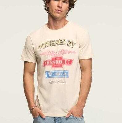 Lucky Brand Chevrolet Logos Tee - Men's Clothing Tops Shirts Tee Graphic T Shirts in New Birch, Size L