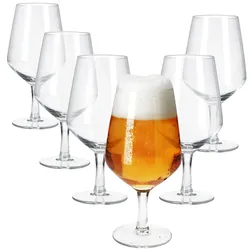 6x Carré Bierglas 400ml mit Fuß Biergläser klar aus Glas Bier-Kelch