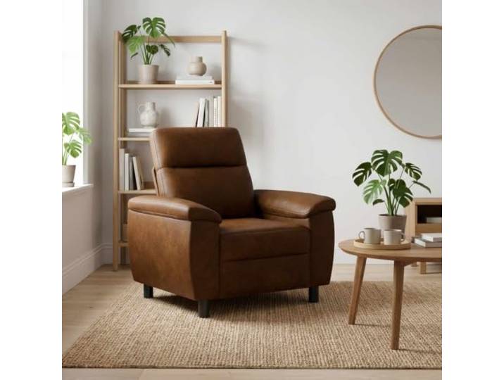 Sofa Braun 95 x 90 x 95 cm Kunstwildleder Metallrahmen,abnehmbare Bezüge mit Reißverschluss,Faserfüllung,Sperrholz-Armlehnen,pflegeleicht
