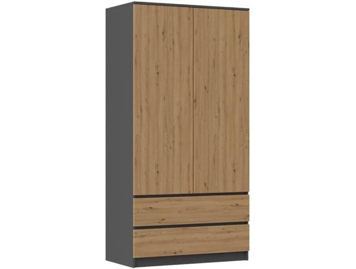 TURIN - Armoire de chambre style moderne - Penderie multifonctions - 2 portes + 2 tiroirs - Dressing