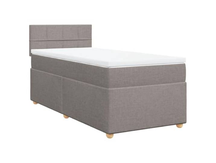PUGYNBK Box Spring mit Taschenfederkernmatratze, 90 x 200 cm, Taupe Atmungsaktives Polyester, waschbarer Matratzenschoner, Lattenrost, Einzelhalterung