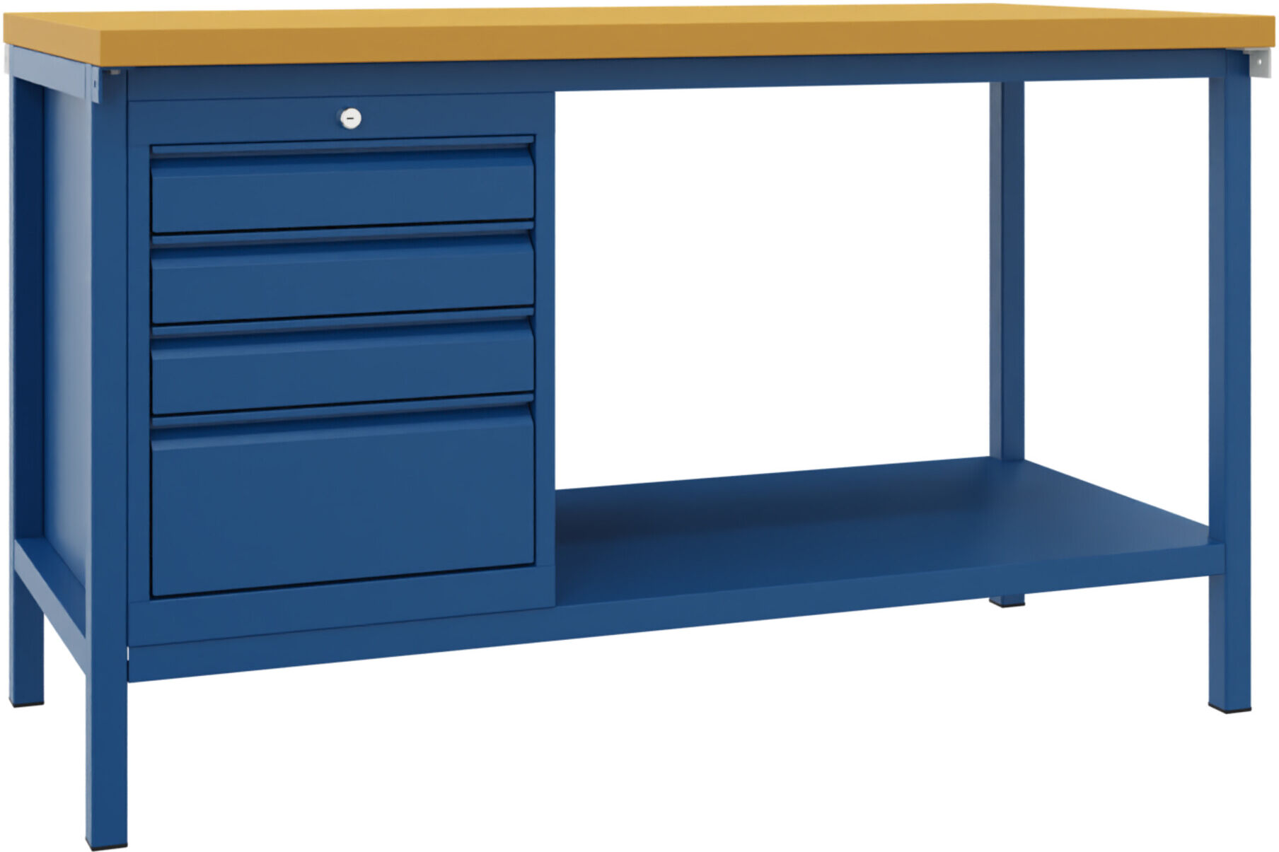 Pavoy Werkbank, 1500x700x900 mm, 1 Schubladenblock, 1 Boden, RAL 5010 (58587-150-000-510)